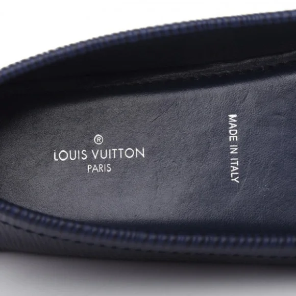 Louis Vuitton Navy Blue Loafers with Gold Accent - Picture 9 of 16